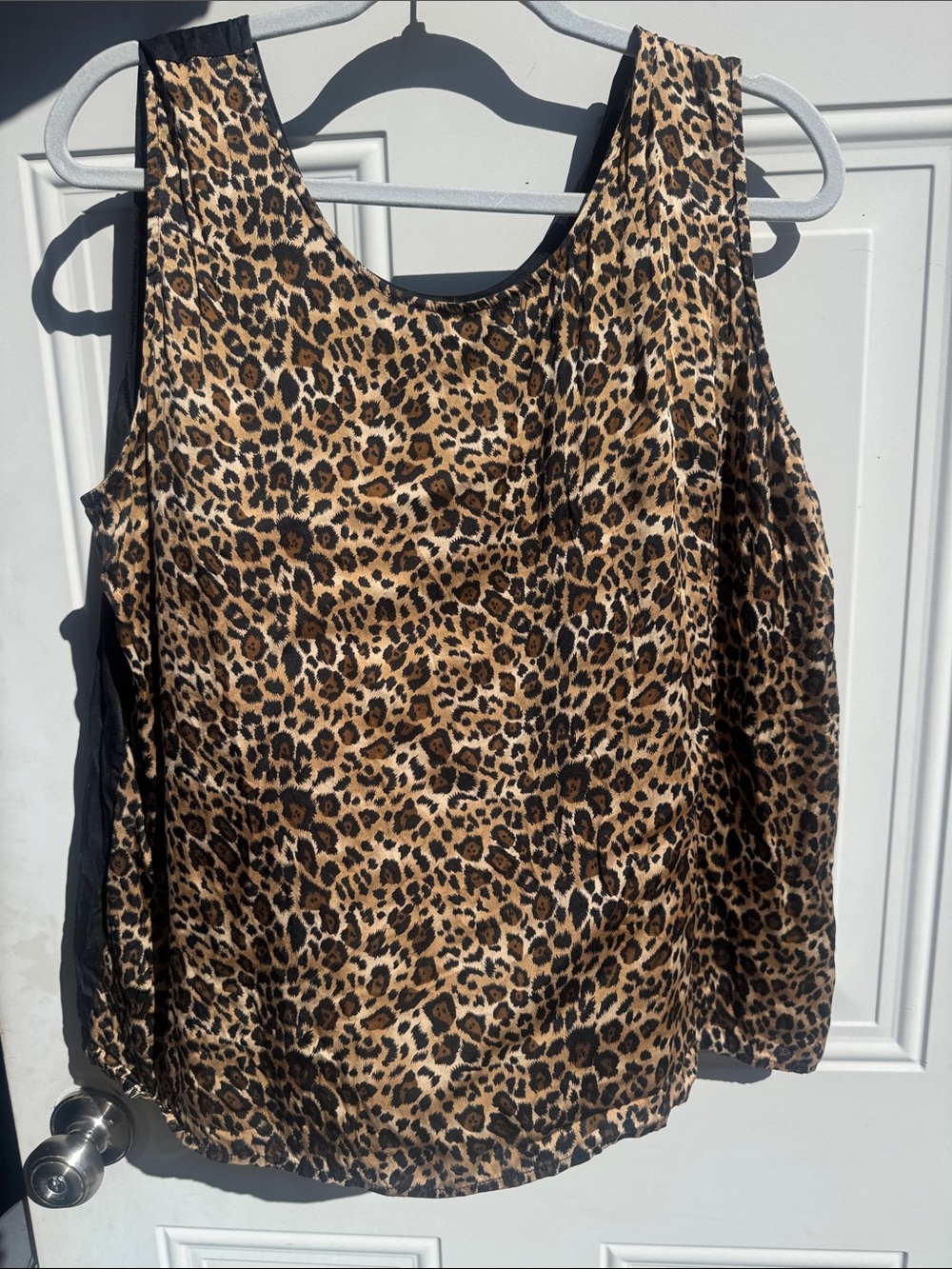 Jessica Holbrook 100% silk Leopard Print Sleeveless Tank Top - Black & Tan